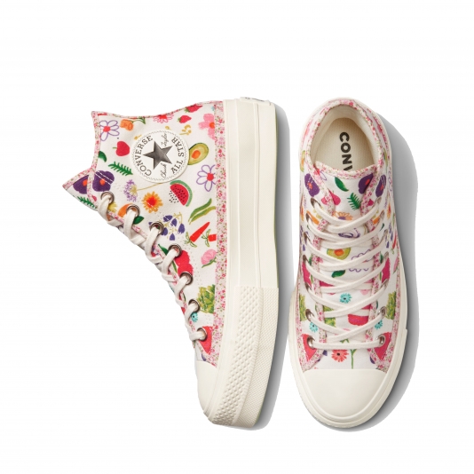 Chuck Taylor All Star Platform Fruits & Florals HI Egret/Egret/Green Beam