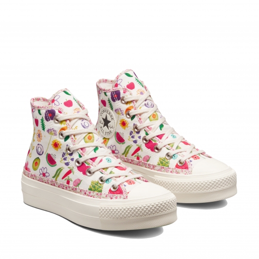 Chuck Taylor All Star Platform Fruits & Florals HI Egret/Egret/Green Beam