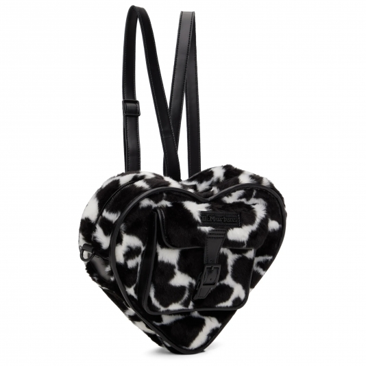 Heart Shaped Faux Fur Black / White Cow Print Kyiv