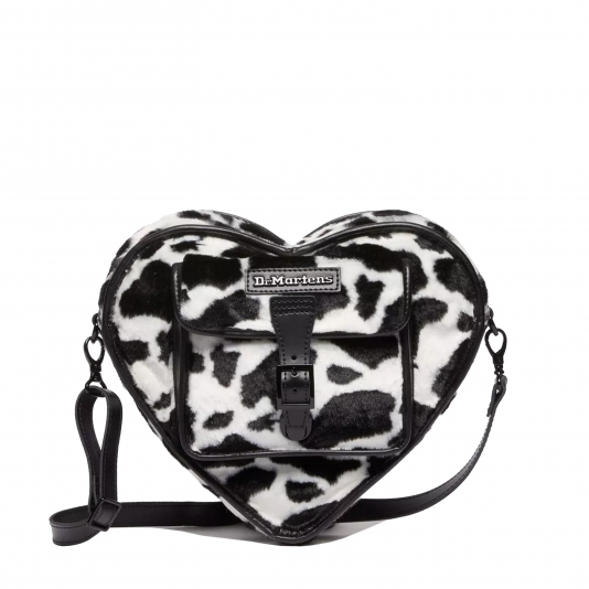 Heart Shaped Faux Fur Black / White Cow Print Kyiv