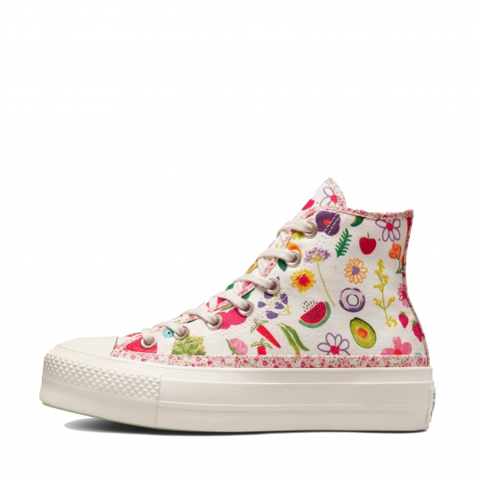 Chuck Taylor All Star Platform Fruits & Florals HI Egret/Egret/Green Beam