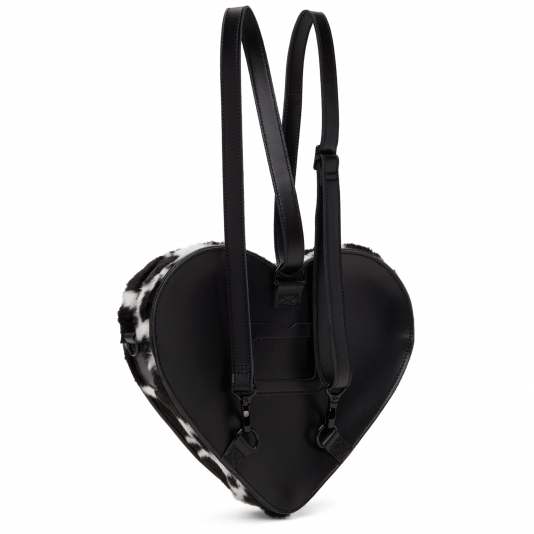 Dr. Martens Faux-Fur Heart Backpack - Black/white/cow Print