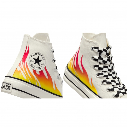 Chuck Taylor All Star Platform Flames HI Egret/Enamel Red/Black