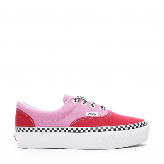 Low top checkered vans red on sale