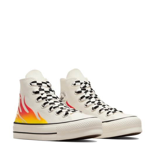 Chuck Taylor All Star Platform Flames HI Egret/Enamel Red/Black