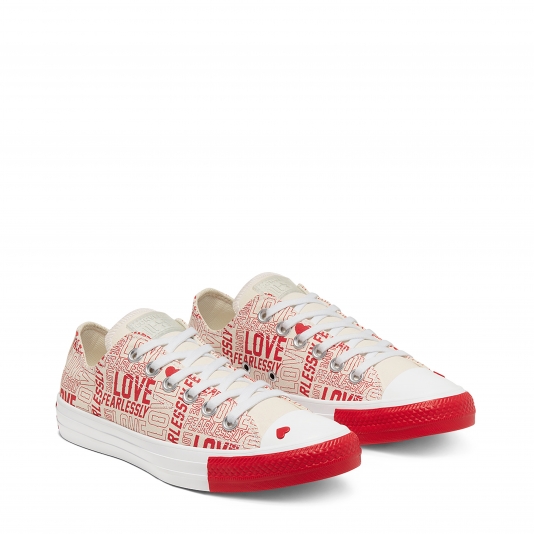 Chuck Taylor All Star OX Love Fearlessly Egret/University Red/White