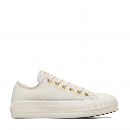 Chuck Taylor All Star Platform Crafted Stitching OX Egret/True Sky/Gold