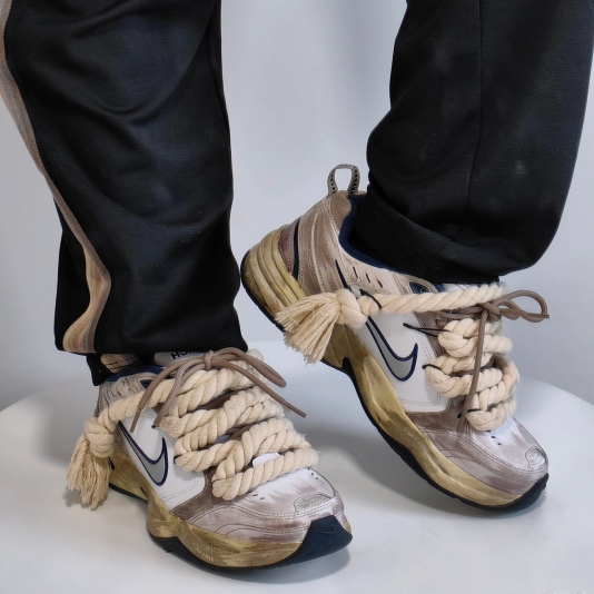 [ CUSTOM ] Air Monarch 4 Dreadlocks Dirty Beige/Brown