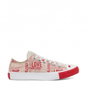 Chuck Taylor All Star OX Love Fearlessly Egret/University Red/White