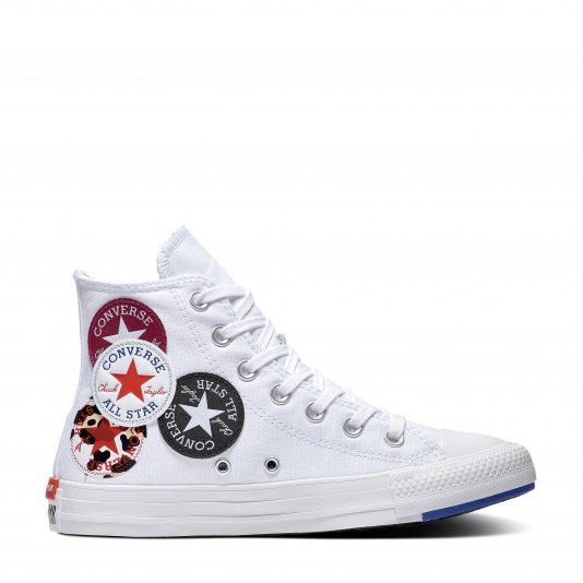 Chuck Taylor All Star Logo Play HI White/Rush Blue/Rose Maroon