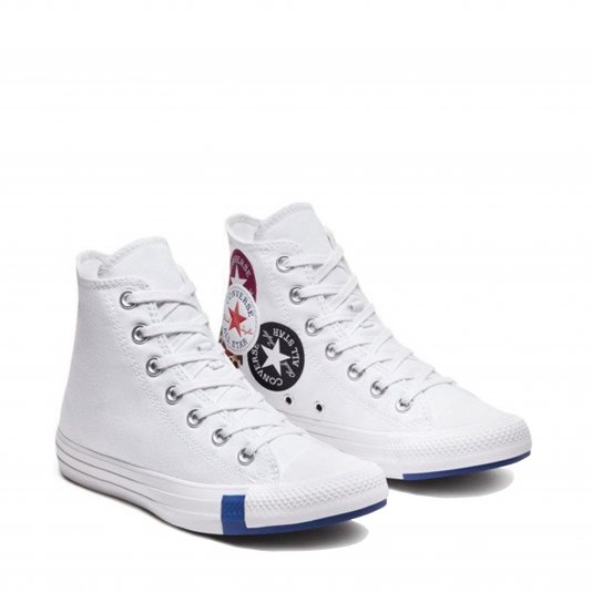 Chuck Taylor All Star Logo Play HI White/Rush Blue/Rose Maroon