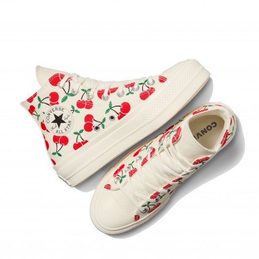Chuck Taylor All Star Platform Cherries HI Egret/Red/Green