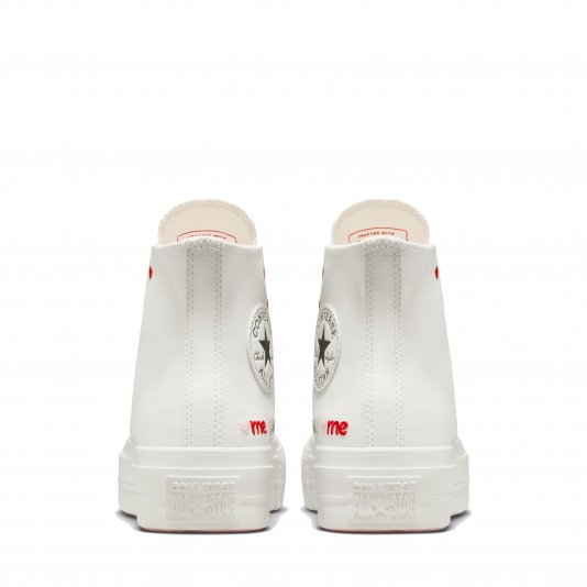 Chuck Taylor All Star Platform Embroidered Hearts HI Vintage White/University Red