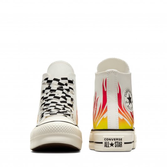 Chuck Taylor All Star Platform Flames HI Egret/Enamel Red/Black