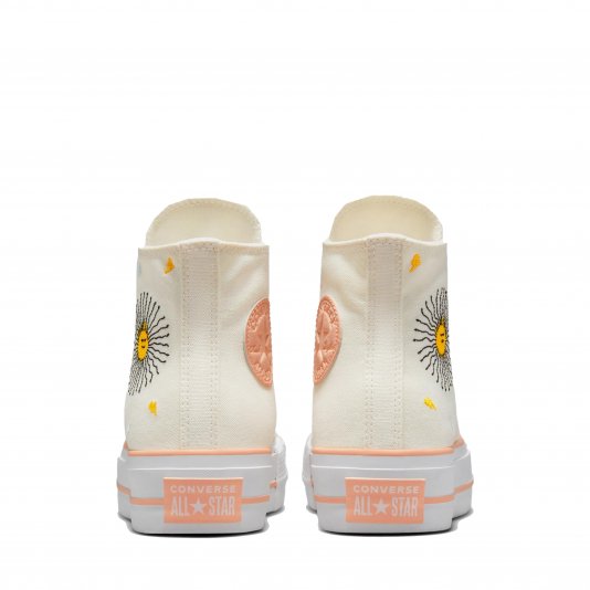 Chuck Taylor All Star Platform Floral Embroidery HI Egret/Cheeky Coral/White