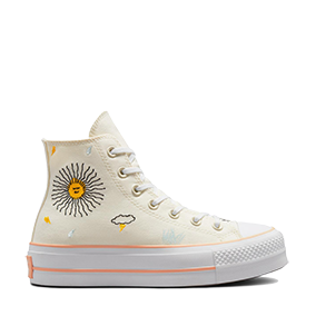 Chuck Taylor All Star Platform Floral Embroidery HI Egret/Cheeky Coral/White