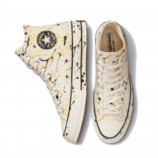 Chuck Taylor Vintage 70 Archive Paint Splatter HI Egret/Black/Amarillo