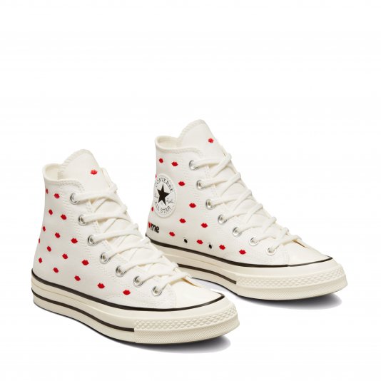Chuck Taylor Vintage 70 Embroidered Lips HI Vintage White/University Red