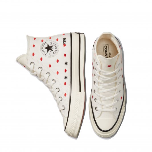 Chuck Taylor Vintage 70 Embroidered Lips HI Vintage White/University Red