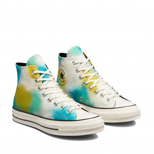 Chuck Taylor Vintage 70 Spray Paint HI Egret/Cyber Teal/Bright Bud