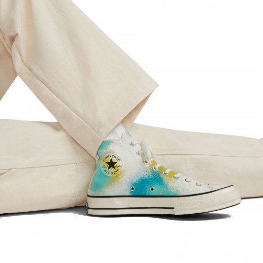 Chuck Taylor Vintage 70 Spray Paint HI Egret/Cyber Teal/Bright Bud
