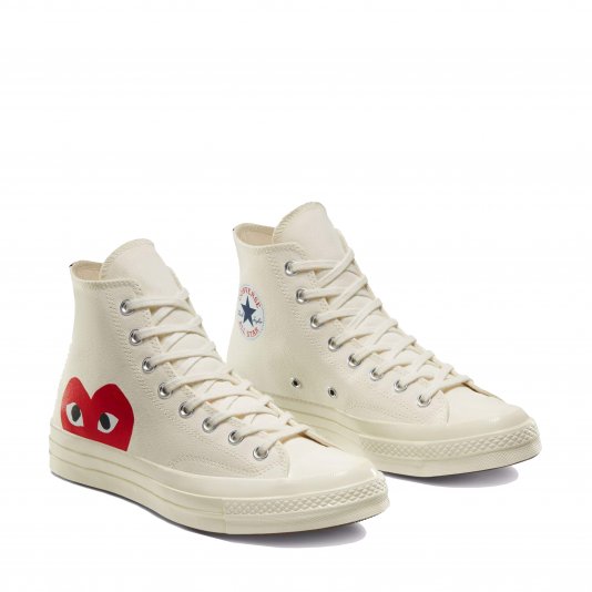 Chuck Taylor Vintage 70 X Comme des Garcons PLAY HI Milk/White/High Risk Red