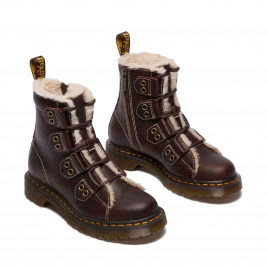 1460 Zip Faux Fur Lined Dark Brown Grizzly