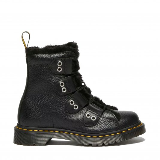 1460 Zip Faux Fur Lined Black Milled Nappa