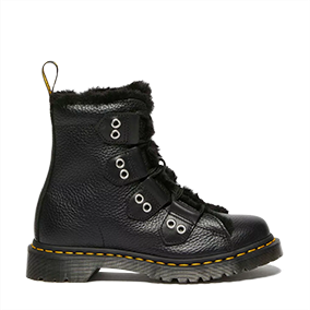 1460 Zip Faux Fur Lined Black Milled Nappa