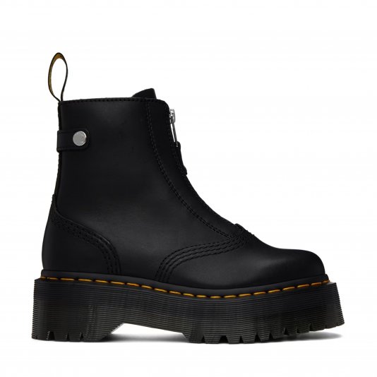 Jetta Platform Zipped Black Sendal