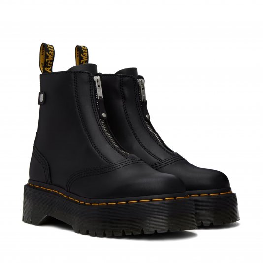 Jetta Platform Zipped Black Sendal