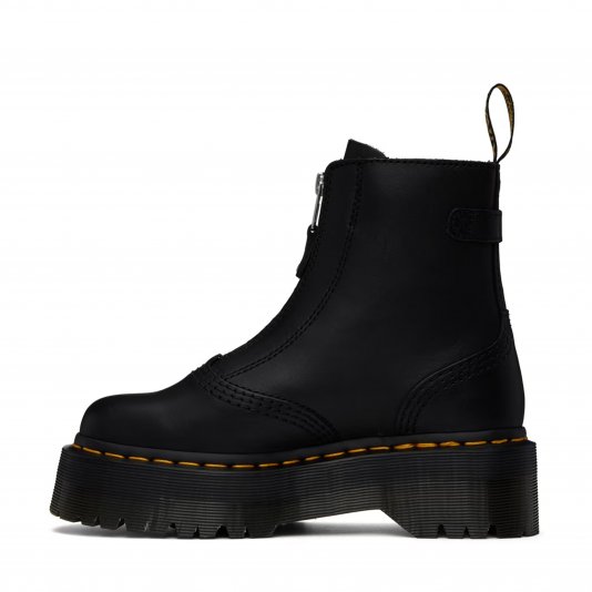 Jetta Platform Zipped Black Sendal