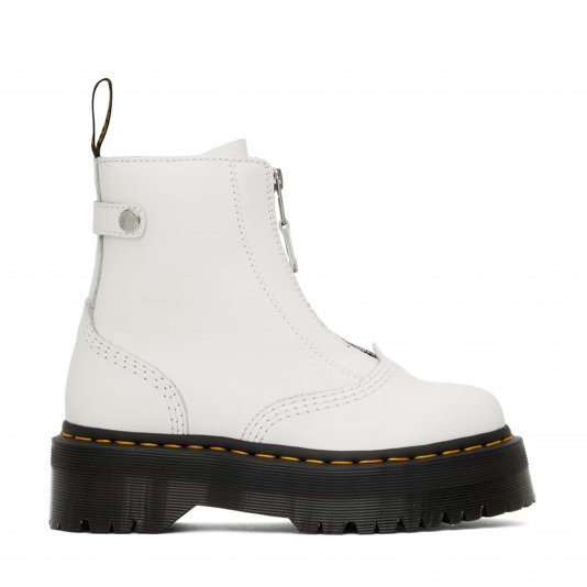 Jetta Platform Zipped White Sendal
