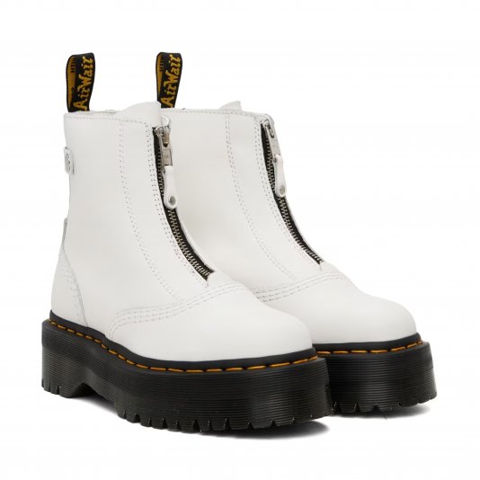 Jetta Platform Zipped White Sendal