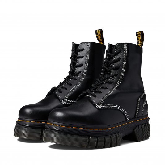 Boots Audrick Platform White Stitch Black Nappa Lux