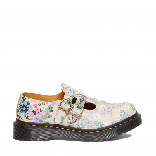 8065 Mary Jane Parchment Beige Floral Mash Up Backhand