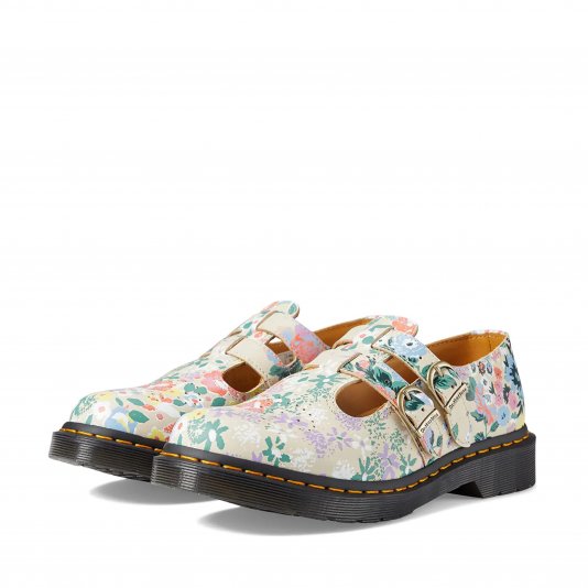 8065 Mary Jane Parchment Beige Floral Mash Up Backhand