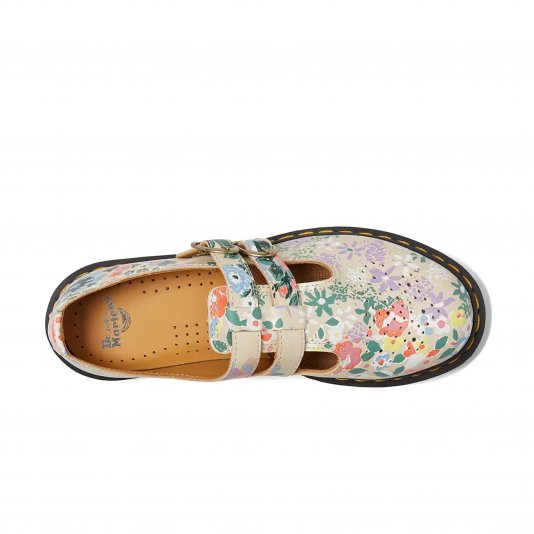 8065 Mary Jane Parchment Beige Floral Mash Up Backhand