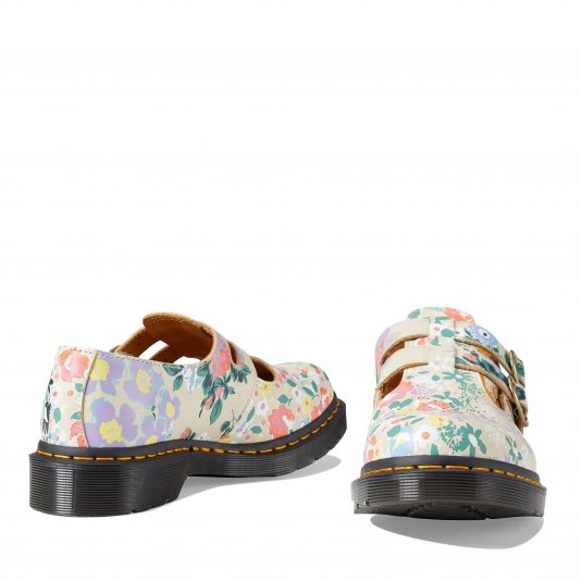 8065 Mary Jane Parchment Beige Floral Mash Up Backhand