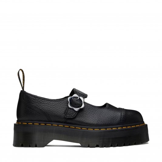 Addina Flower Platform Black Milled Nappa