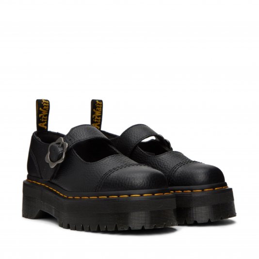Addina Flower Platform Black Milled Nappa
