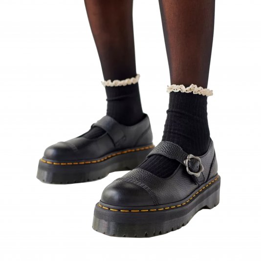 Addina Flower Platform Black Milled Nappa