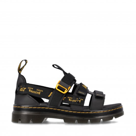 Pearson II Black Coated Leather / Webbing