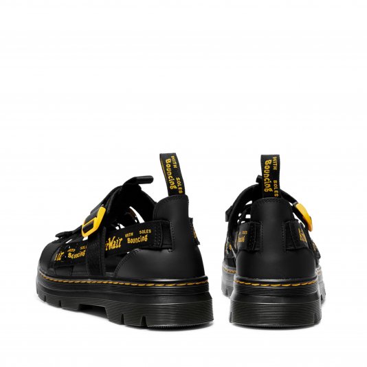 Pearson II Black Coated Leather / Webbing