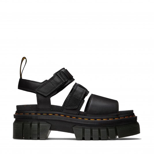 Ricki Platform 3-Strap Black Nappa Lux