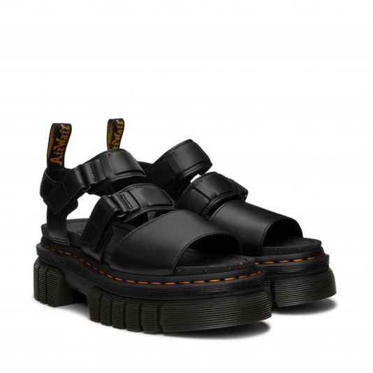 Ricki Platform 3-Strap Black Nappa Lux
