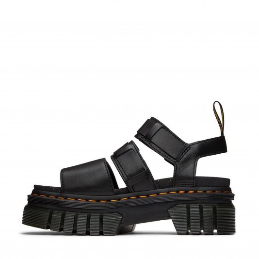 Ricki Platform 3-Strap Black Nappa Lux