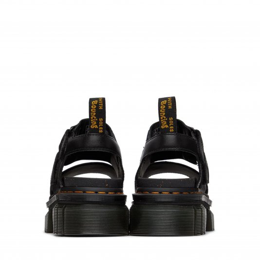 Ricki Platform 3-Strap Black Nappa Lux