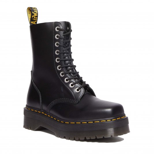 1490 Platform Squared Toe Black Polished Smooth