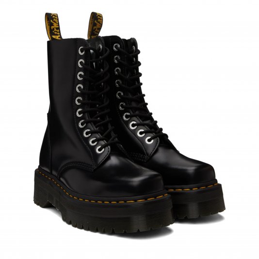1490 Platform Squared Toe Black Polished Smooth
